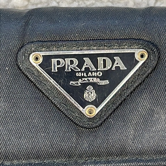 Prada Nylon Envelope Snap Wallet Black Designer Classic Everyday Triangle Plaque - Picture 3 of 16